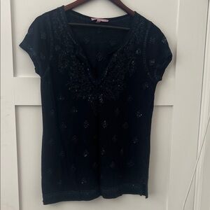 Calypso St. Barth Navy Embroidered Blouse